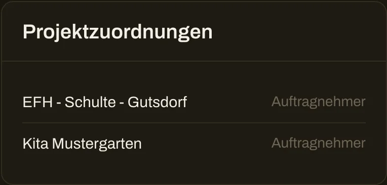 Projektzuordnung mit Rollen