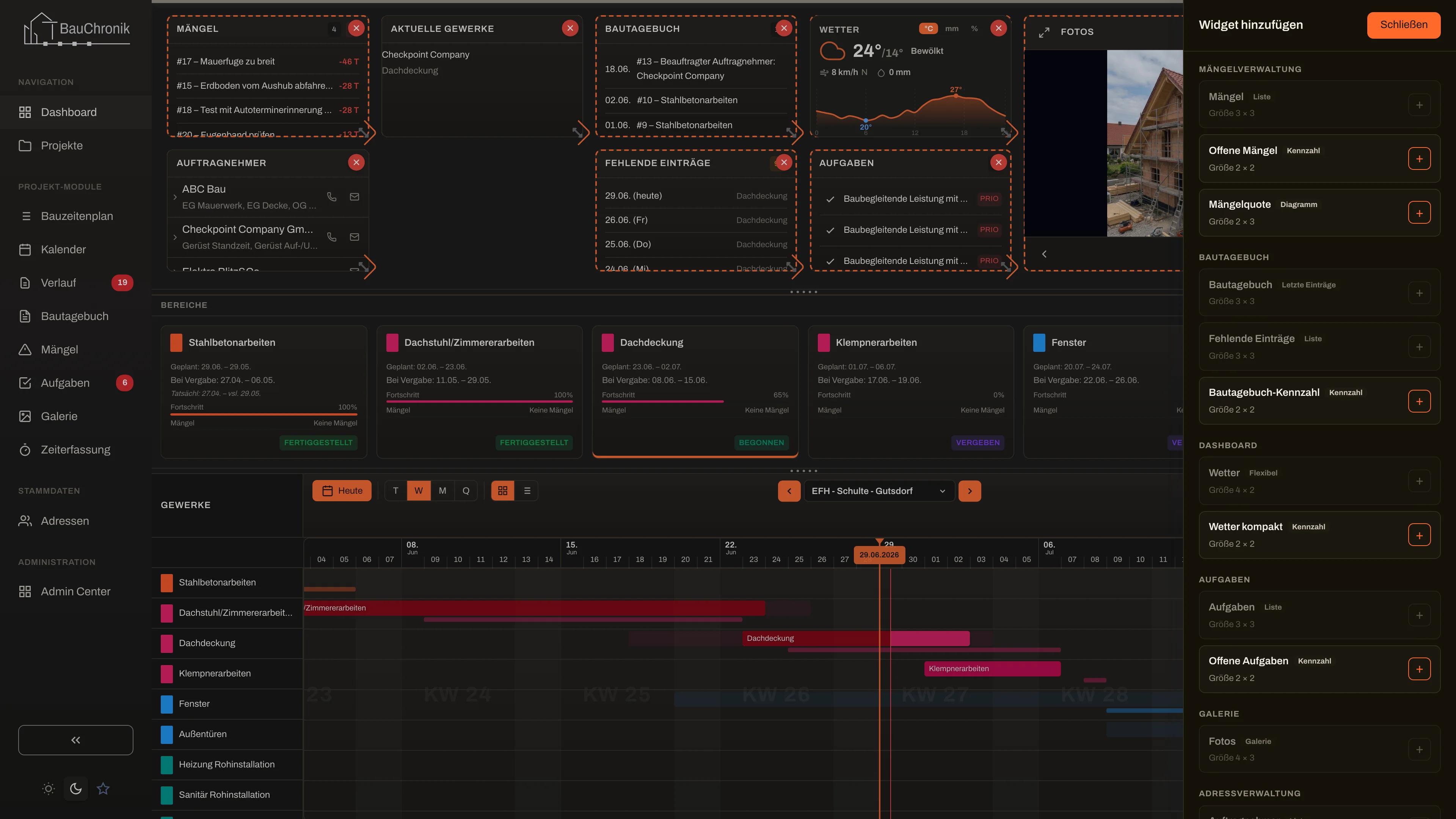 Bearbeiten-Modus mit Widget-Galerie